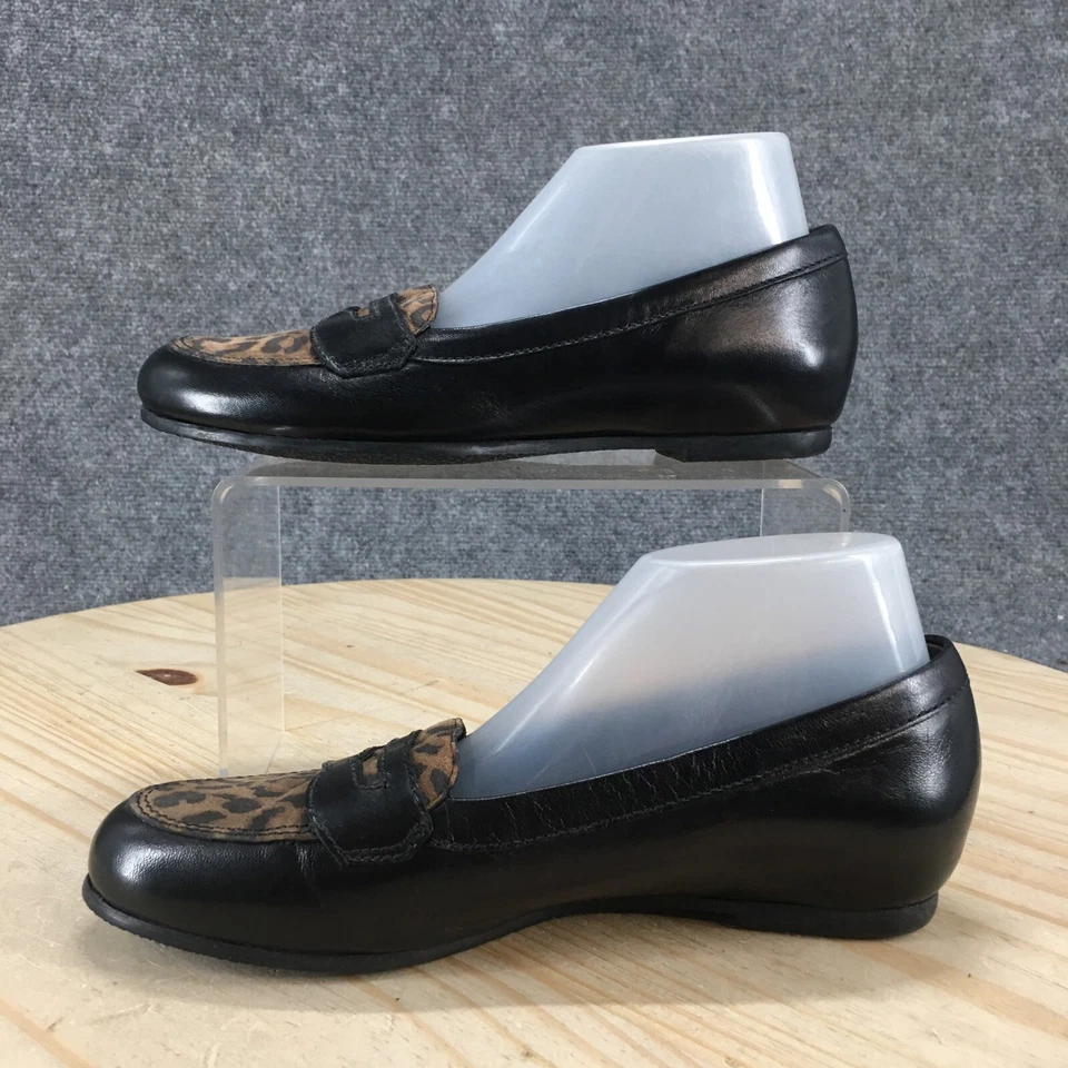Munro Zapatos Mujer 5M Carrie Leopardo Penny Mocasín Cuero Cómodo Sin Cordones Negro Foto 2 de 4