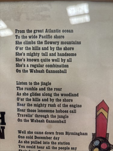 Rare General Motors “The Wabash Cannonball“ Picture With Song Lyrics Railroad - Foto 8 di 13
