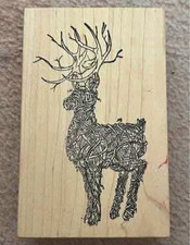 Rare Retired Stampa Rosa Deer & Stag Wooden Rubber Stamp ? Detailed Design
