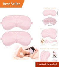 Silk Sleep Mask 2 Pack - Soft Satin Eye Cover with Adjustable Strap for Comfort