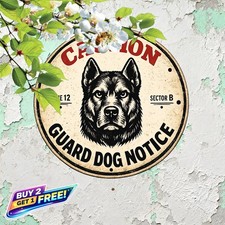 Beware of Staffordshire Terrier Patrol 8x8 Round Flat Metal Tin Sign Decor