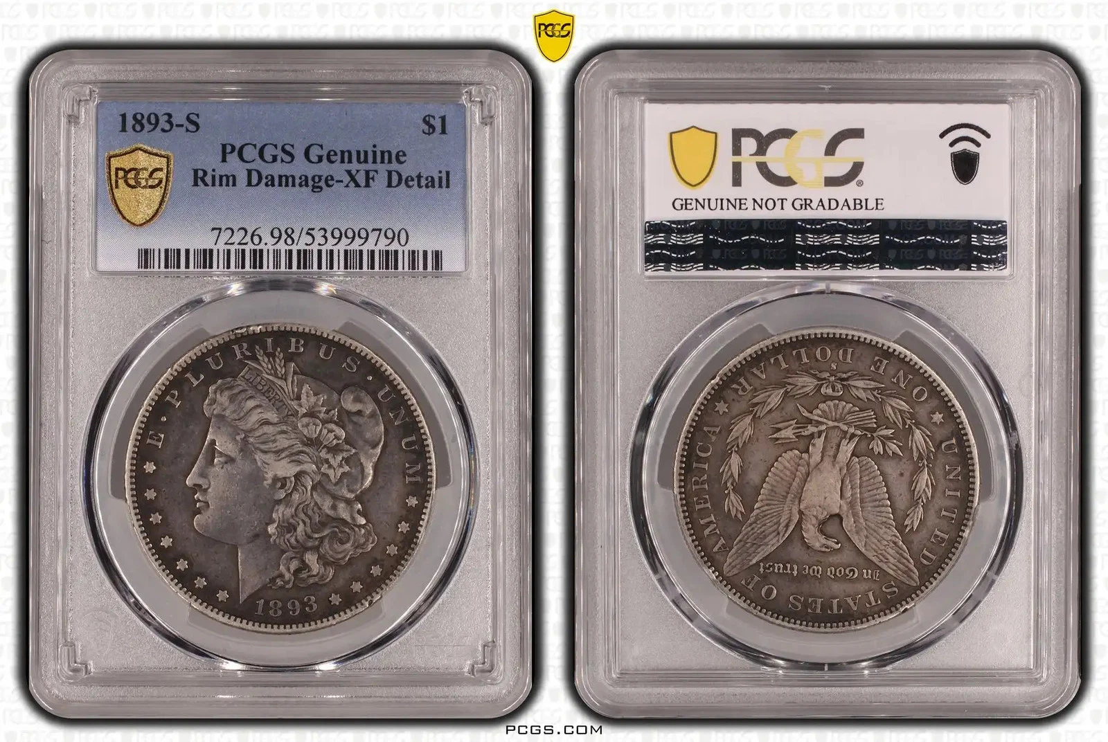 1893-S Morgan Silver Dollar PCGS XF Details (rim damage)