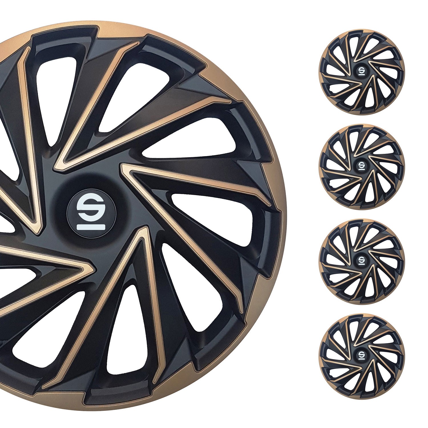 Enjoliveurs Sparco dorés 16 pouces pour look urbain et routier dynamique