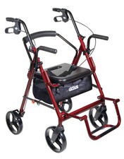 Duet Rollator Transport Chair 2-in-1 Walker Wheelchair 300lb Blue Black