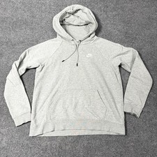 Nike Hoodie Womens Medium Gray Club Fleece Pullover Sweatshirt Logo BV4124