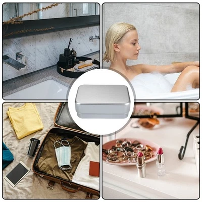 Portable Soap Dish with Drain Rack Soap Holder Metal Soap Box for Bathroom - Image 1 of 4