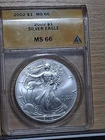 2002 $1 AMERICAN SILVER EAGLE ANACS MS66