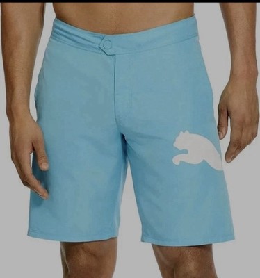 Men's Puma 10'' Board Shorts Water Repel Swim Trunk Logo Blue Size 28 $46