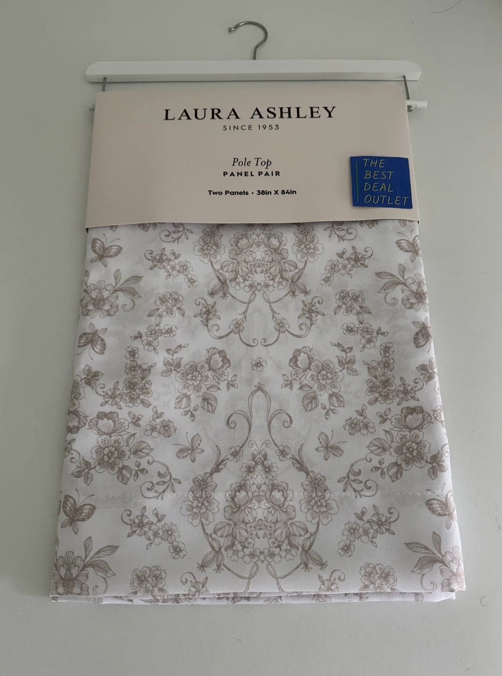 Laura Ashley Cortinas Ventana 2 Paneles 38 x 84 Hiedra Taupe Beige Blanco MoreInStock Foto 4 de 4