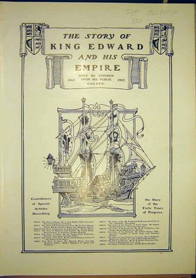 Original alter antiker Druck King Edward Empire Karriere Royal Story 1902 20th