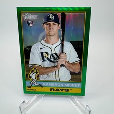 2025 Topps Heritage High Number Kameron Misner RC Green Refractor /99 Rays #579