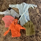 Vintage Barbie Ken Clothes, Jacket Red Stripe Shirt, Robe, Sweatshirt And Shirt