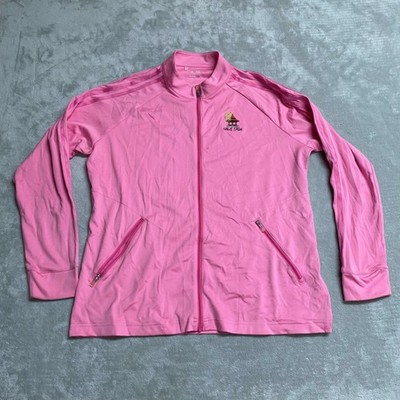 Adidas Climalite Track Jacket Womens Large Pink Bali Hai Embroidered Activewear