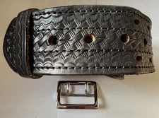 Dutyman Size 46 Full Grain Leather Duty Belt - Black Basketweave With Buckle