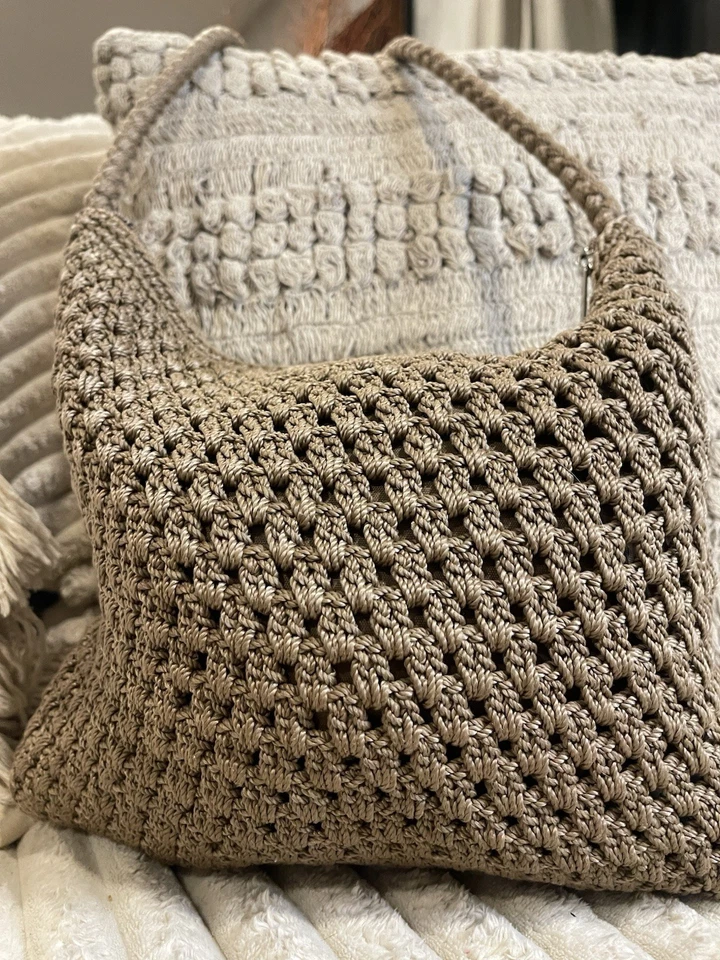 Lina 钩针单肩包钱包棕色流浪汉拉链 — 第 3/4 张图片