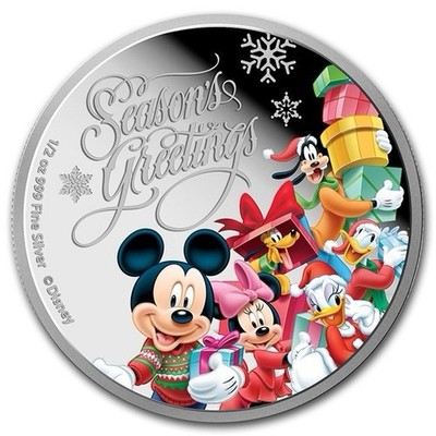 2015 1$ Niue Coin Mickey Season s Greetings Ornament 1/2 oz Proof Silver New