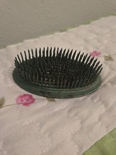 Vintage Needle Sharp Metal Spike Flower Frog Holder Oval Green