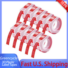 9MM 3D Emobssing Tape White on Red 520102 For Dymo Organizer Xpress Label Maker