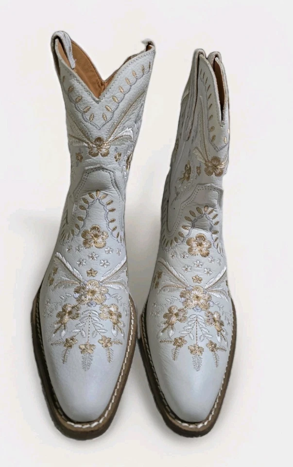 Botines de vaquero del oeste Dingo Primrose bordados florales blancos para mujer talla 7 Foto 3 de 4