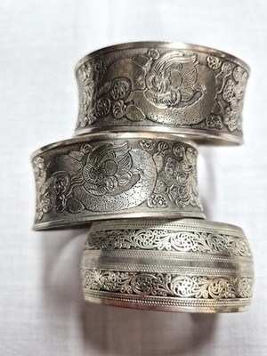 Set of 3-Handmade Metal Cuff Bracelets from Kathmandu, Nepal Hand-Stamped