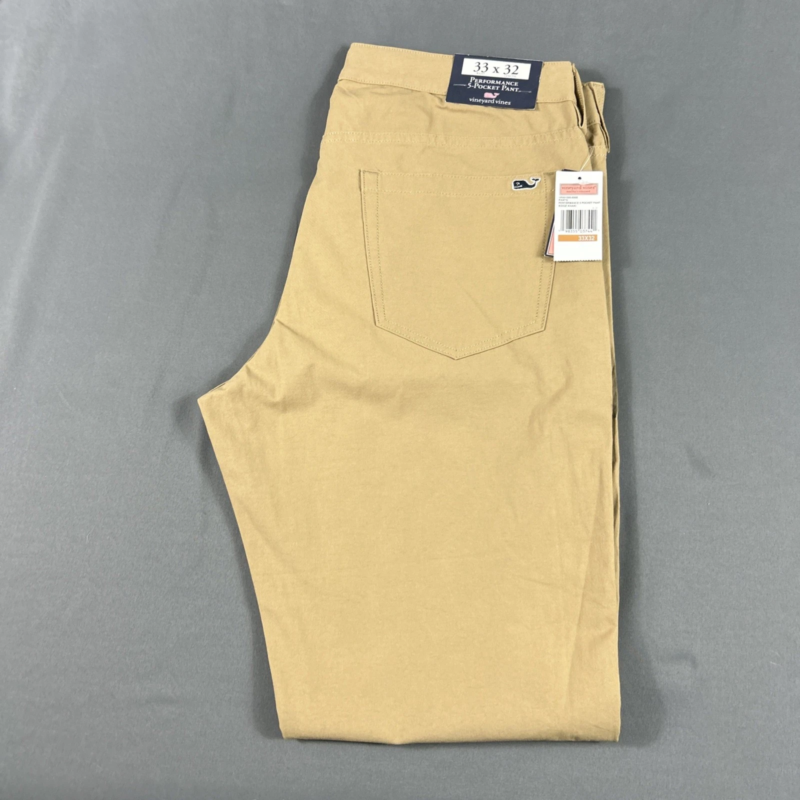 Vineyard Vines Golf Pants Performance 5-Pocket 33 x 32 Ridge Khaki Cotton Nylon