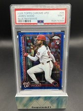 2025 Topps Chrome Update Blue Raywave JAMES WOOD RC 127/150 PSA 9 NATIONALS 🔥