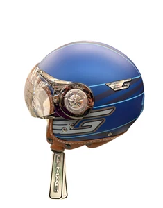 G-Mac Detroit Open Face Motorcycle Motorbike Helmet With Visor Matt Blue