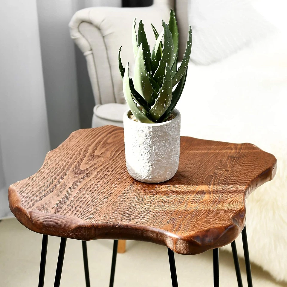 Side Table for Living Room, End Table with Hairpin Legs for Bedroom, Farmhouse D - Image 4 of 4