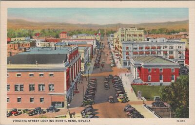 Postcard Virginia Street Looking North Reno Nevada NV 