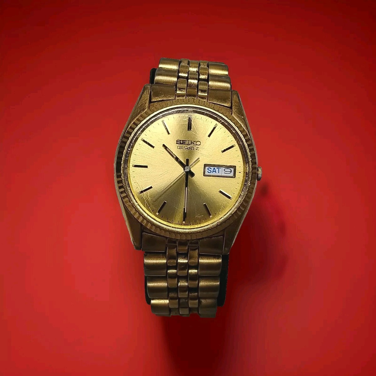 Vtg '92 SEIKO Men's Quartz 7N43-8111 Gold Tone w/Day/Date Vtg '92 SEIKO Men's Quartz 7N43-8111 Gold Tone w/Day/Date