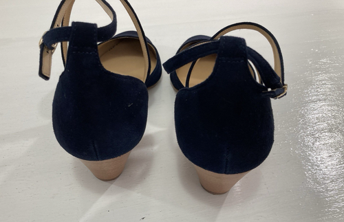 Talbots Wedge Heels Women's 8.5 M Indigo Blue Laney Criss Cross Shoe Preppy - Picture 5 of 10