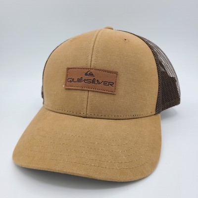 Quiksilver Hat Baseball Cap Snapback Trucker Khaki Tan Brown Beach Mesh  Back