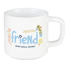 Stackable Mug Stoneware Coffee Cup Handled Mugs 14 Ounce, Friend - Pack of 2