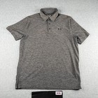 Under Armour Large Gray Heather Performance Stretch Heatgear Polo Shirt Mens