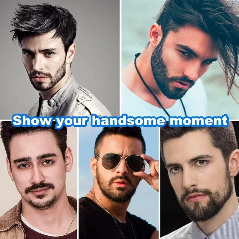 100% Human Hair Mens Fake Beards Realistic Facial Hair Full Lace False Mustache - Image 2 of 4