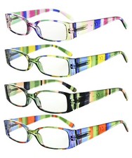 Eyekepper 4 Pack Reading Glasses Women Readers Painted Eyeglasses Spring Hinge