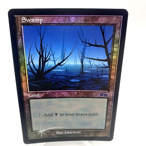 MTG Swamp FOIL Arena Promo, Urza's Saga, Magic the Gathering 1998, NM/LP