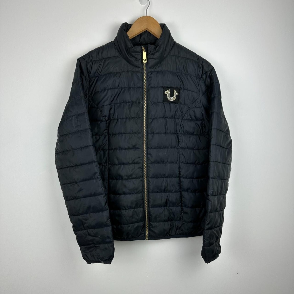 True Religion Women's Onyx Black Slim Puffer Jacket Coat Quilted