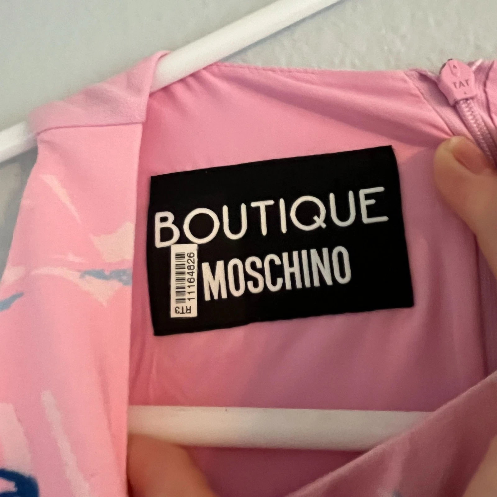 Mini abito Boutique Moschino Vacanze Stampa Grafica Senza Maniche Shift Rosa 6