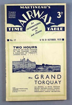 MARTINEAU'S AIRWAY AIRLINE FLUGPLAN OKTOBER 1935 ZEPPELIN LUFTSCHIFF SWISSAIR