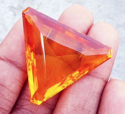 Natural Orange Topaz Trillion Shape 51.65+ Ct Certified Loose Gemstone~Free Gift