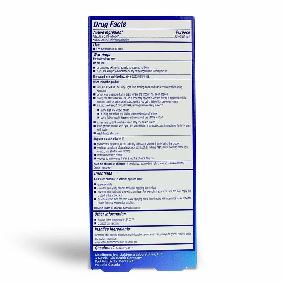 Differin 0.1% Adapalene Gel Maximum Strength Acne Treatment 45g | 90DaySupply - image 4 of 4