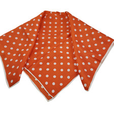 Vintage Ray Strauss Scarf Rayon Silk Orange Polka Dot Small 20/21" Japan
