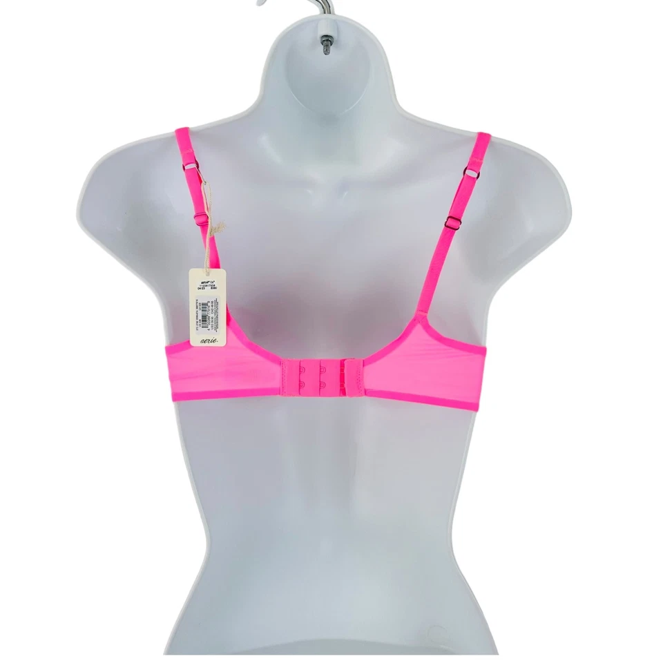 Sujetador rosa con aros de malla transparente balconette suave talla 32B Aerie para mujer nuevo con etiquetas Foto 3 de 3