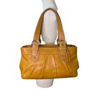 Coach Women’s Yellow Leather Handbag With Dual Handles & Silver Hardware Sz L