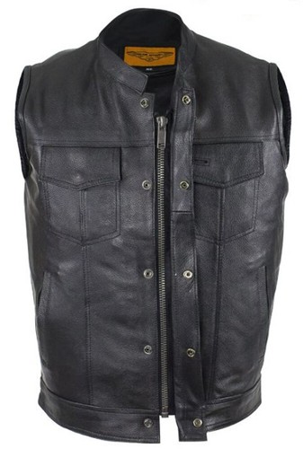 Chaleco para hombre de cuero negro forrado con cremallera cuero de vaca desnudo bolsillos para pistola ropa de ensueño - Imagen 2 de 8
