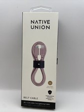 Native Union Belt Cable USB-C /9 Pin - 4ft - Rose - BELT-KV-CL-ROSE-2 MFi-Cert.