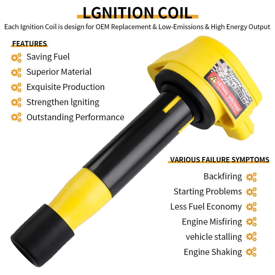 6x Ignition Coils & Platinum Spark Plug for Honda Odyssey Accord Acura RL TL TSX - Image 3 of 4