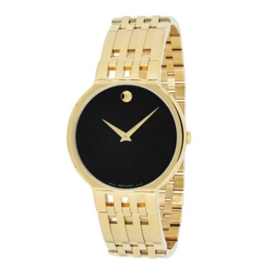 NEW MovadoEsperanza Black Dial Gold Tone Stainless Steel Men's Watch 0607148 