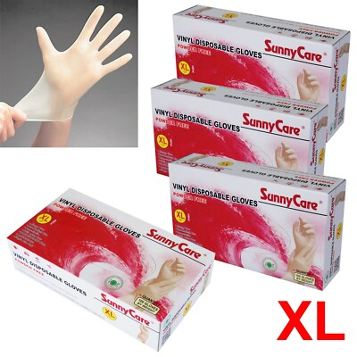 400pcs SunnyCare Powder Free Vinyl Gloves Food Service (Latex Nitrile Free)  XL